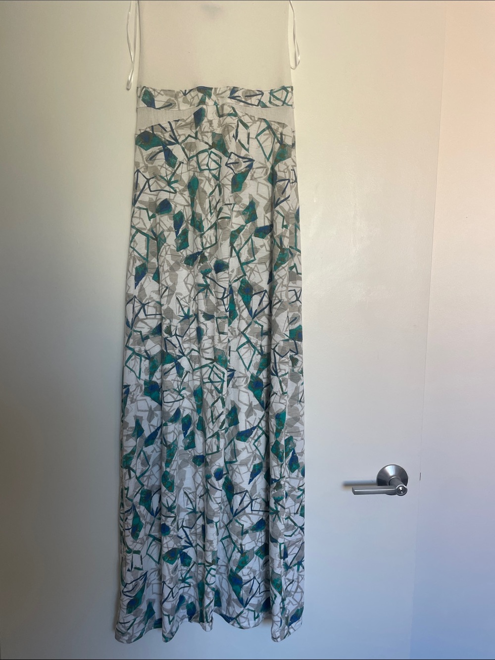 Hurley White Maxi Dress with Teal and Navy Leaf Print